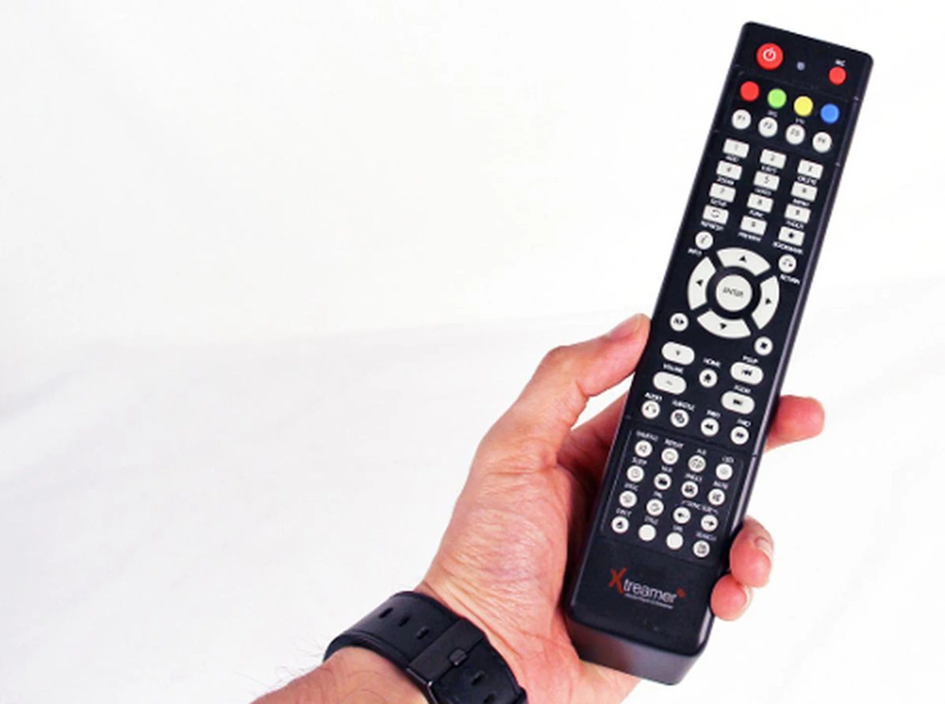 The remote is long and fits well in our hands, except that it feels light and fragile.
