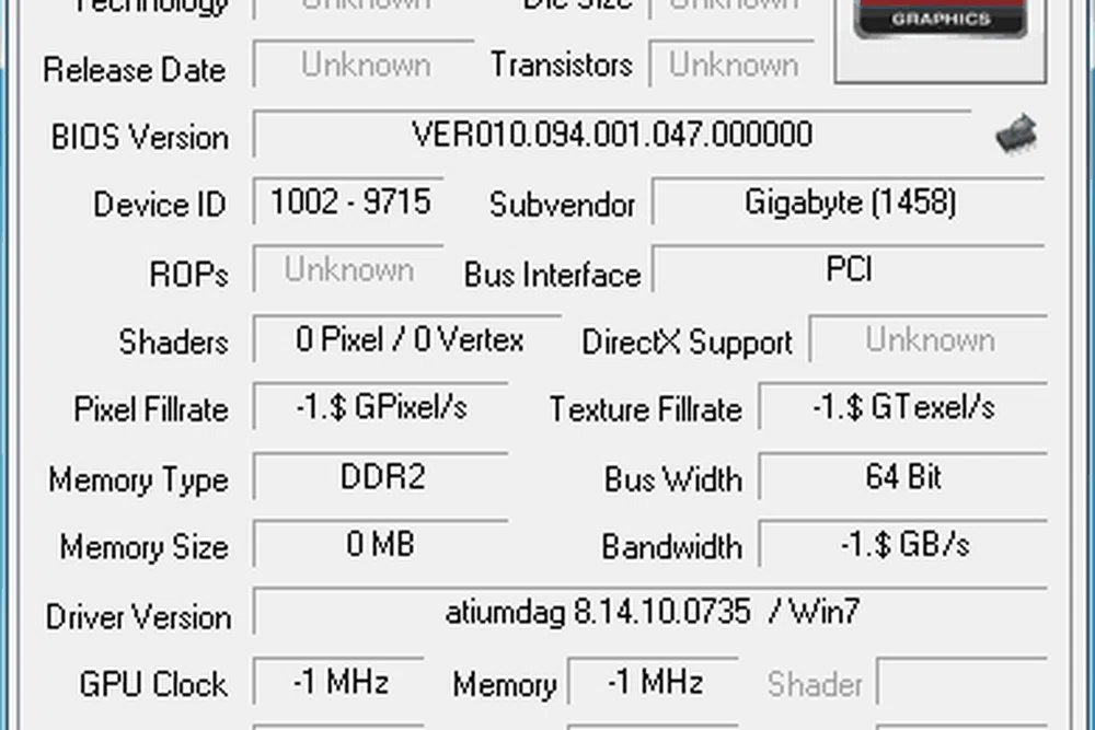 CPU-Z showing the new Radeon HD 4250 on the AMD 880G at the point of testing the boards. We suppose a new version of the utility would clear-up all the other weird figures reported on this info tab.