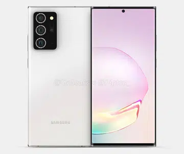 Purported render of the Samsung Galaxy Note20. <br>Image source: @OnLeaks and Pigtou.