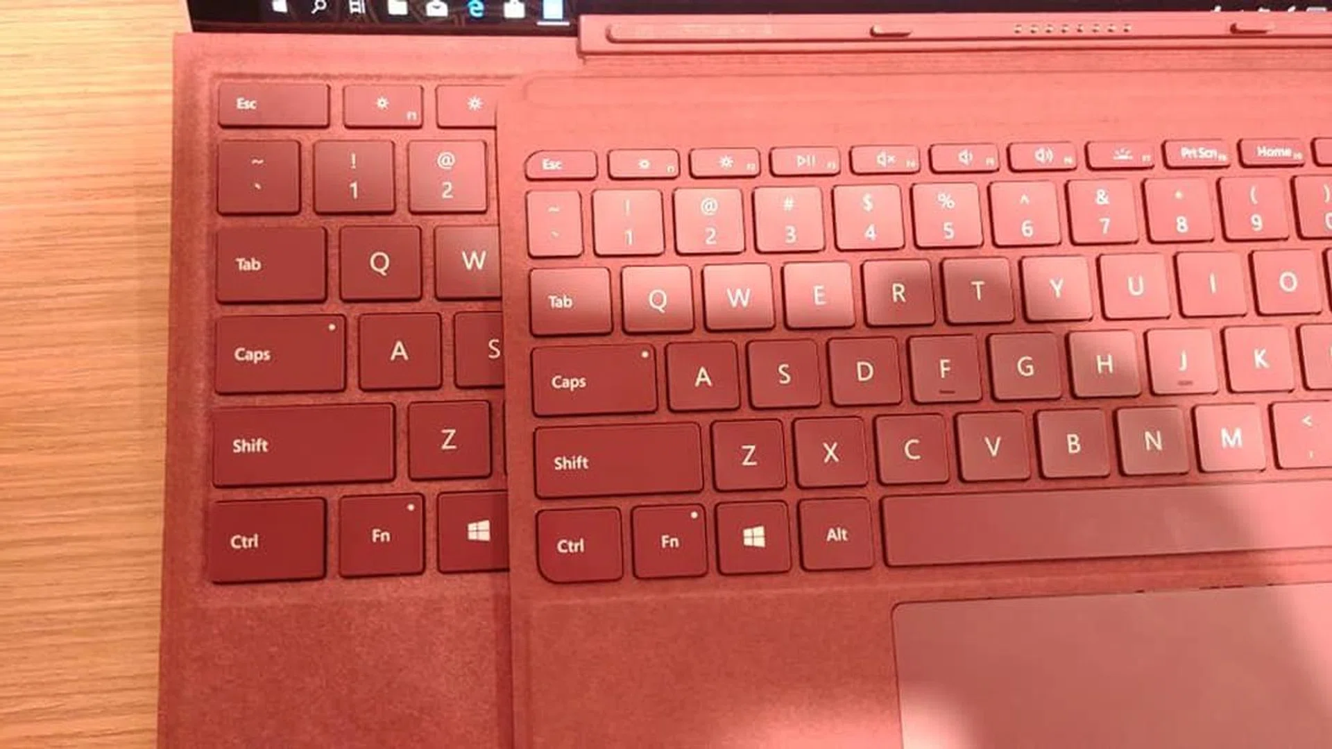 The more compact individual keys is how Microsoft managed to pull off this keyboard design. Look carefully at the keys that are lettered Q, A and Z respectively on both keyboards.