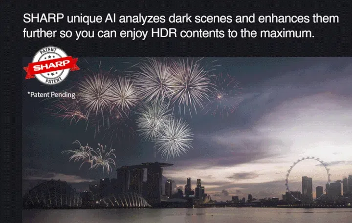 See the difference HDR Enhanced image processing from Sharp (patent pending) makes. Image courtesy of Sharp. 