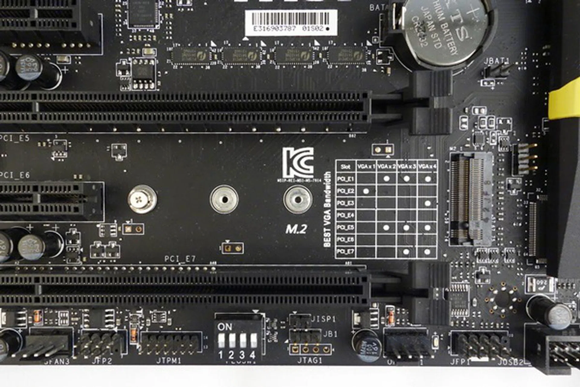 The M2. interface is able to accommodate both M2. SATA 6Gbps and M2. PCIe modules. The board is able to automatically detect the specific interface.