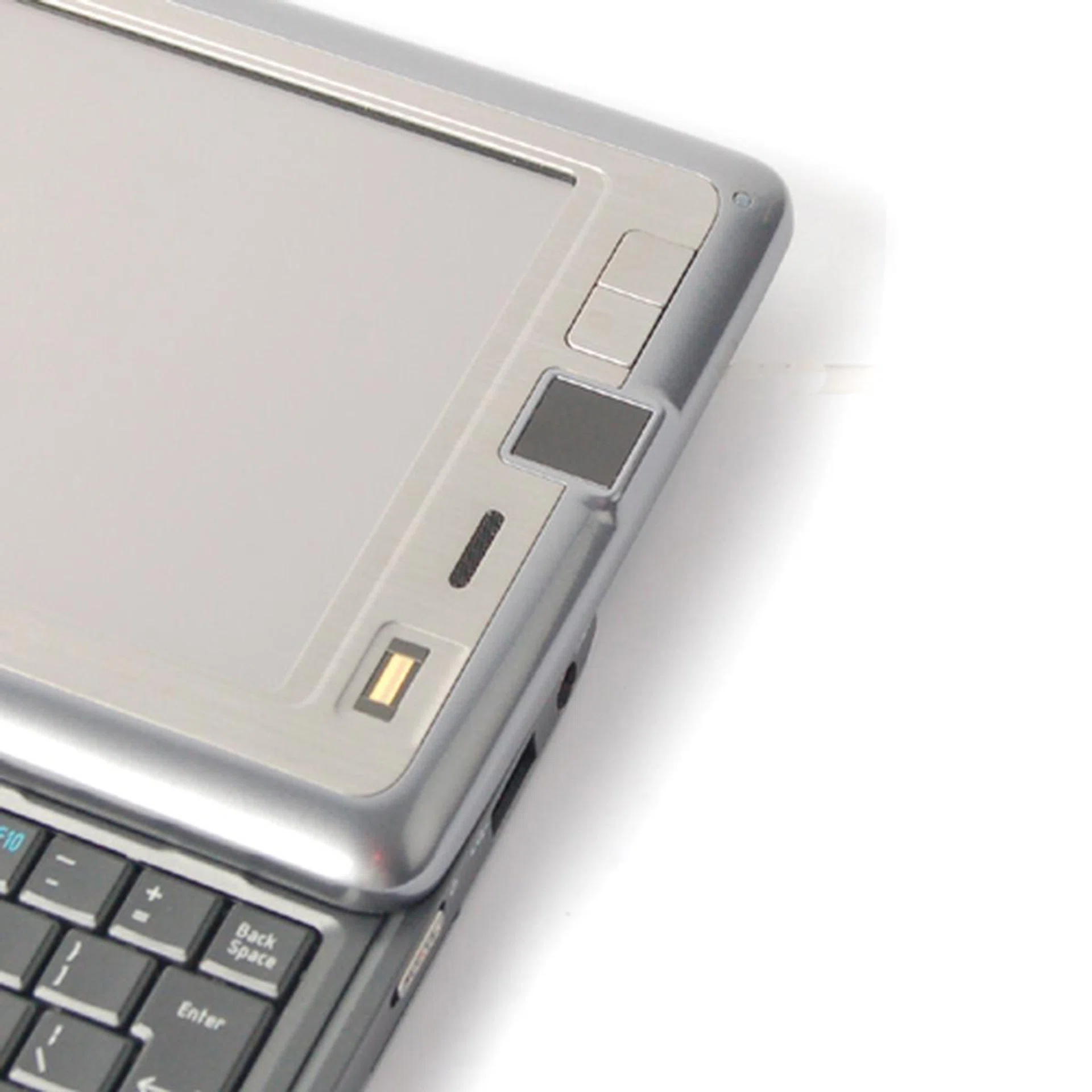 From top: Wireless Manager shortcut, Screen Resolution shortcut and the teeny mousepad, which is likely to be neglected in favor of the on-screen mouse.