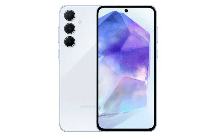 Samsung Galaxy A55 5G in Awesome Iceblue. Source: Samsung.