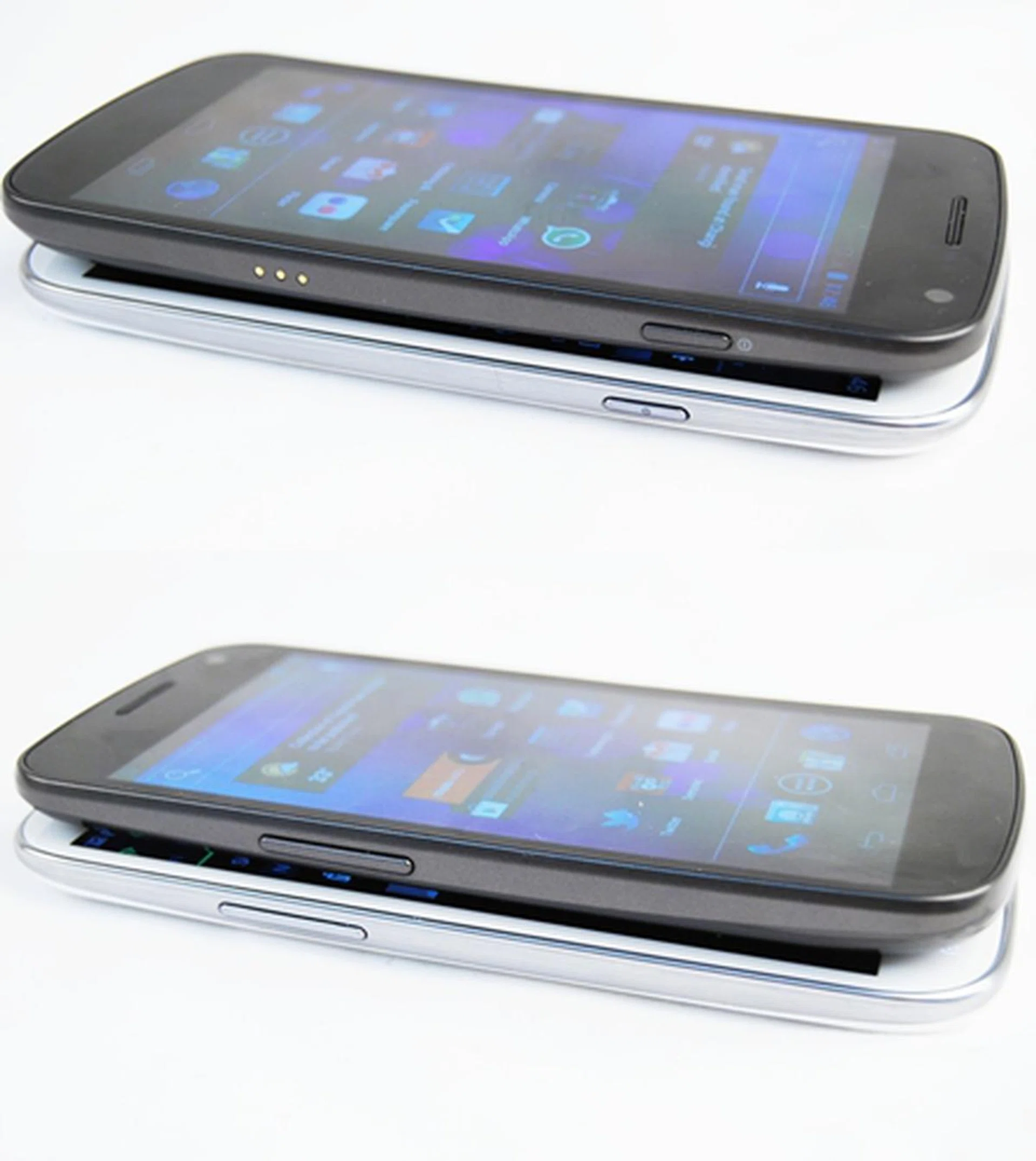If you've not realized the likenesss of the Galaxy Nexus in the Galaxy S III, you might see them in these comparison shots. Both phones are similarly curved and share many physical similarities (Nexus, top: 135.5 x 67.9 x 8.9mm, 135g, Galaxy S III: 136.6 x 70.6 x 8.6mm, 133g).