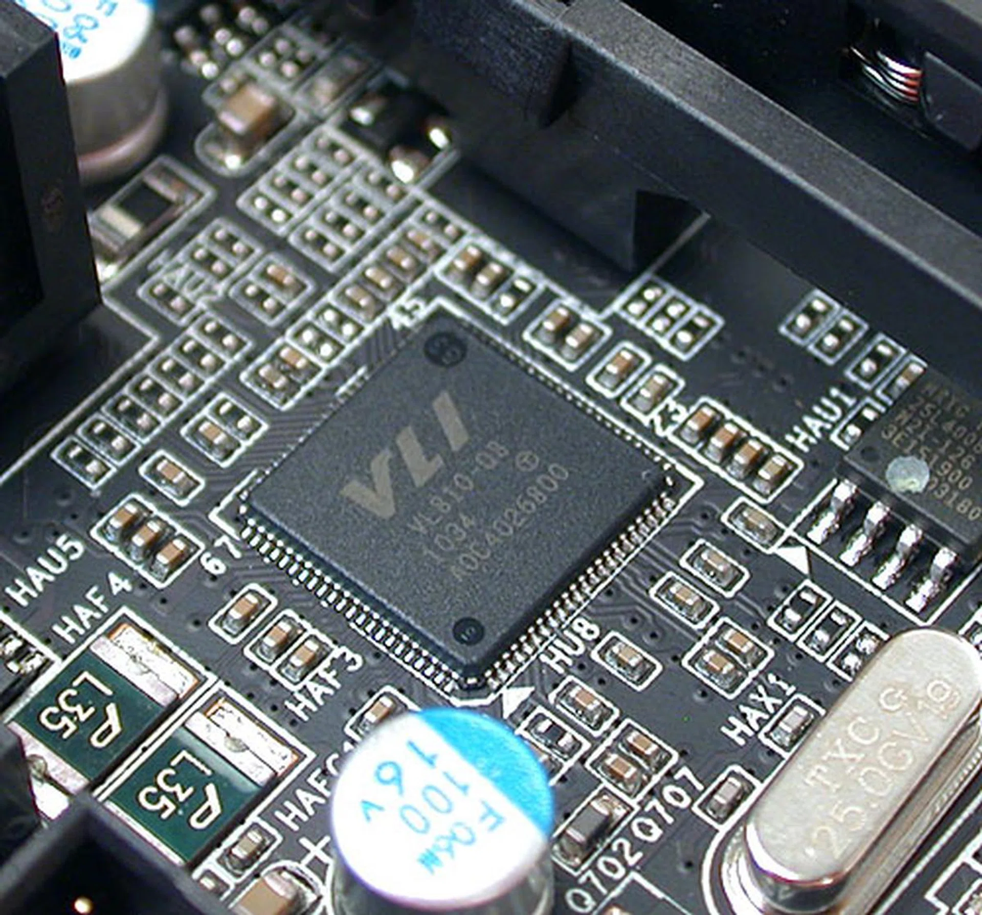 As we have seen earlier, VIA's USB hub controller is used to enable more USB 3.0 ports. 