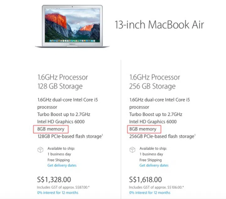 Apple gave the 13-inch MacBook Air a slight spec bump in April 2016.