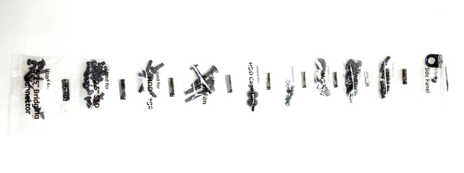 The screws came neatly packed in individual packages that were joined up into a belt.