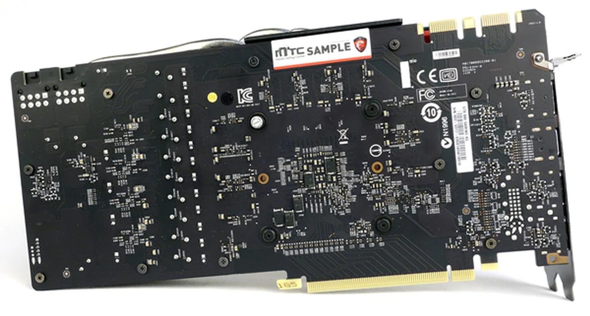 The rear view of the card's PCB. As we had mentioned earlier, the card doesn't feature a backplate and that helps it retain a strict two-slot profile.