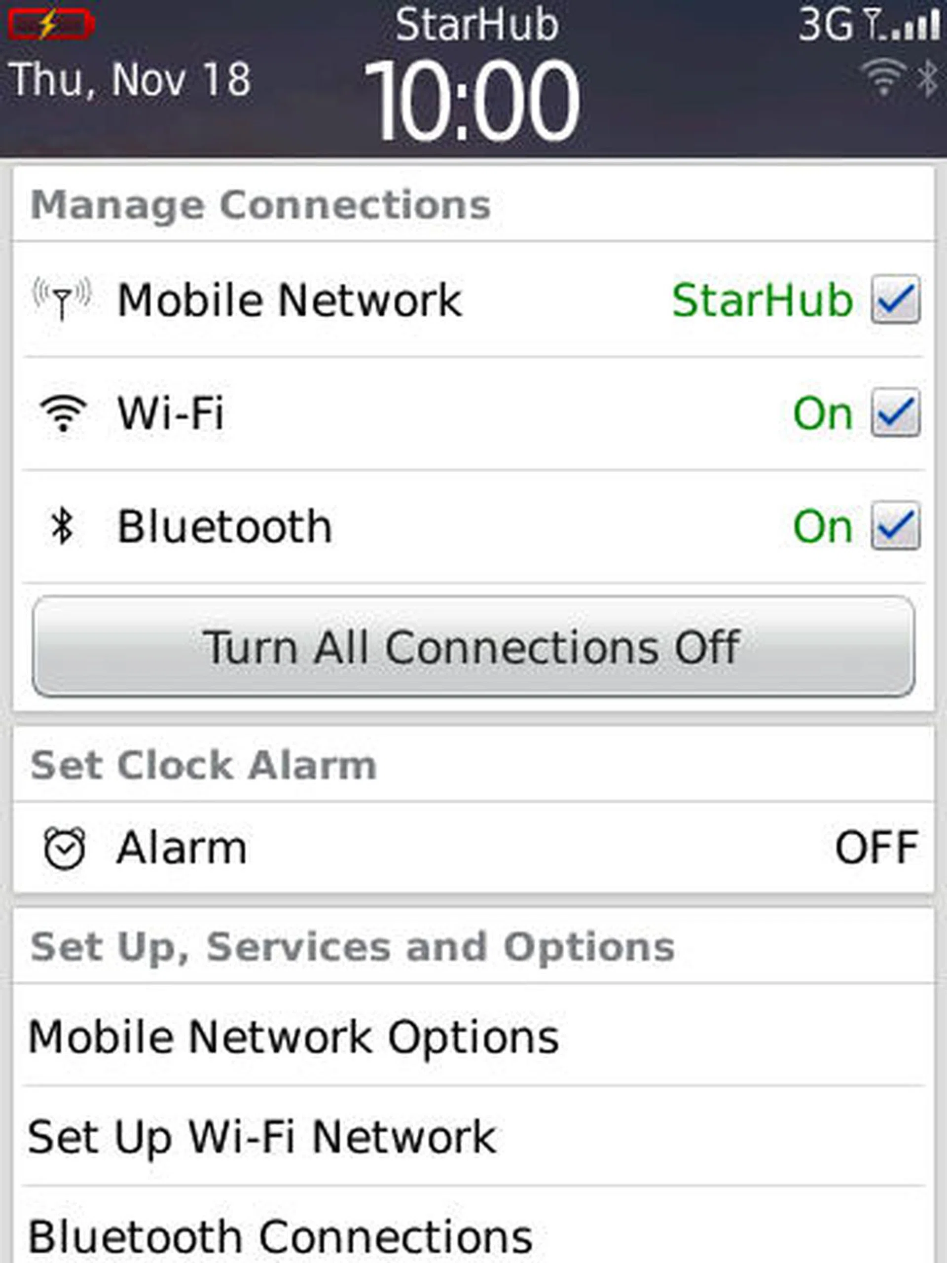 A third drop down menu displays your connectivity options, making it easy to activate your Wi-Fi and Bluetooth connections.