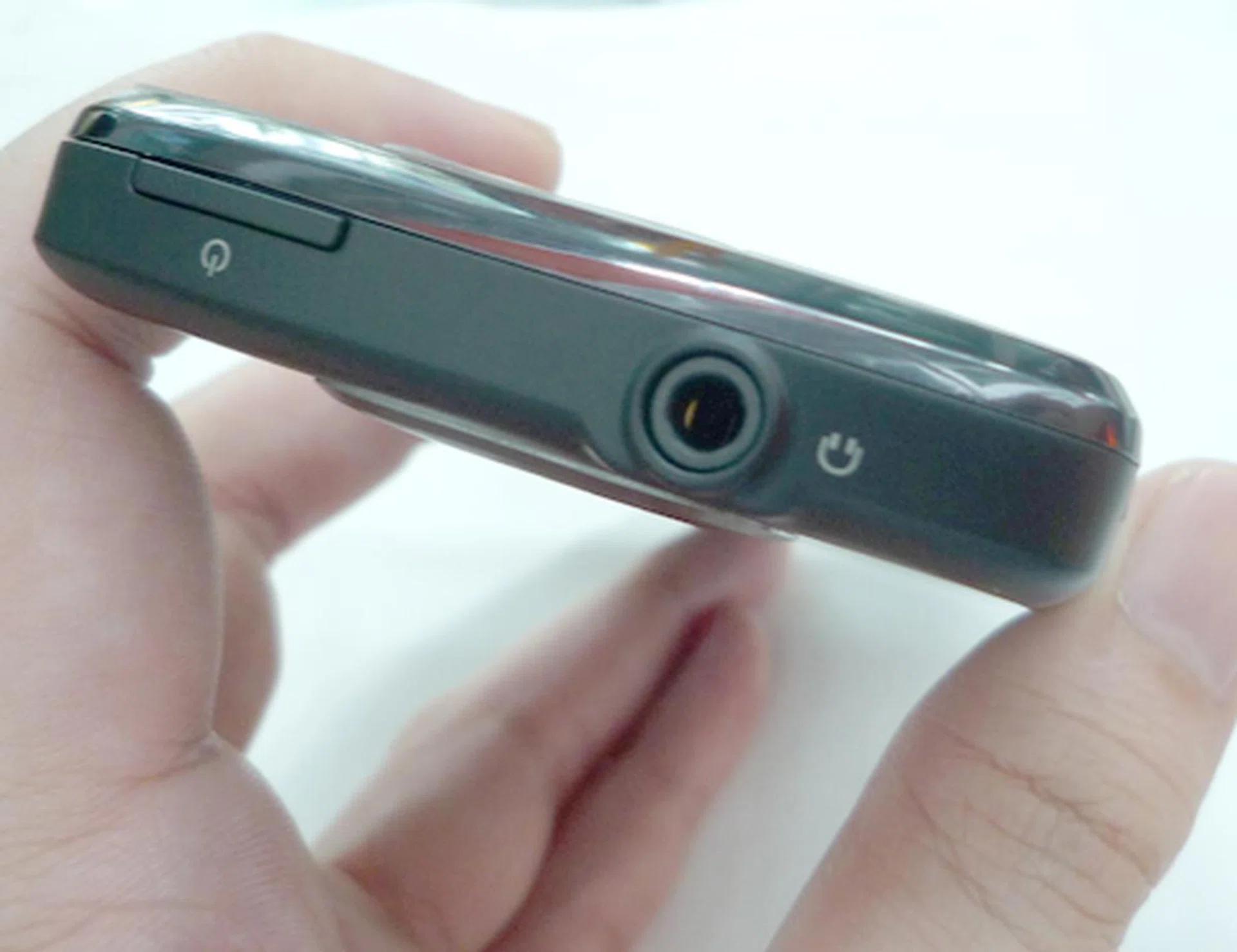 ...with the 3.5mm audio jack located at the crown of the device, alongside the flushed power button.