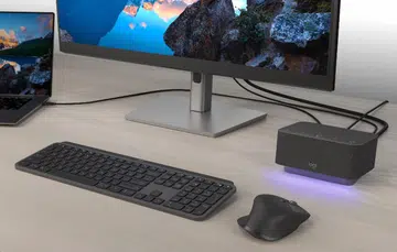 De-clutter your desk with the Logitech Logi Dock. Image courtesy of Logitech. 