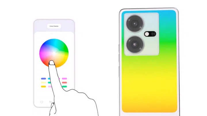 The colour of the panel are apparently customisable through an app. (Video screenshot: GSM Arena)