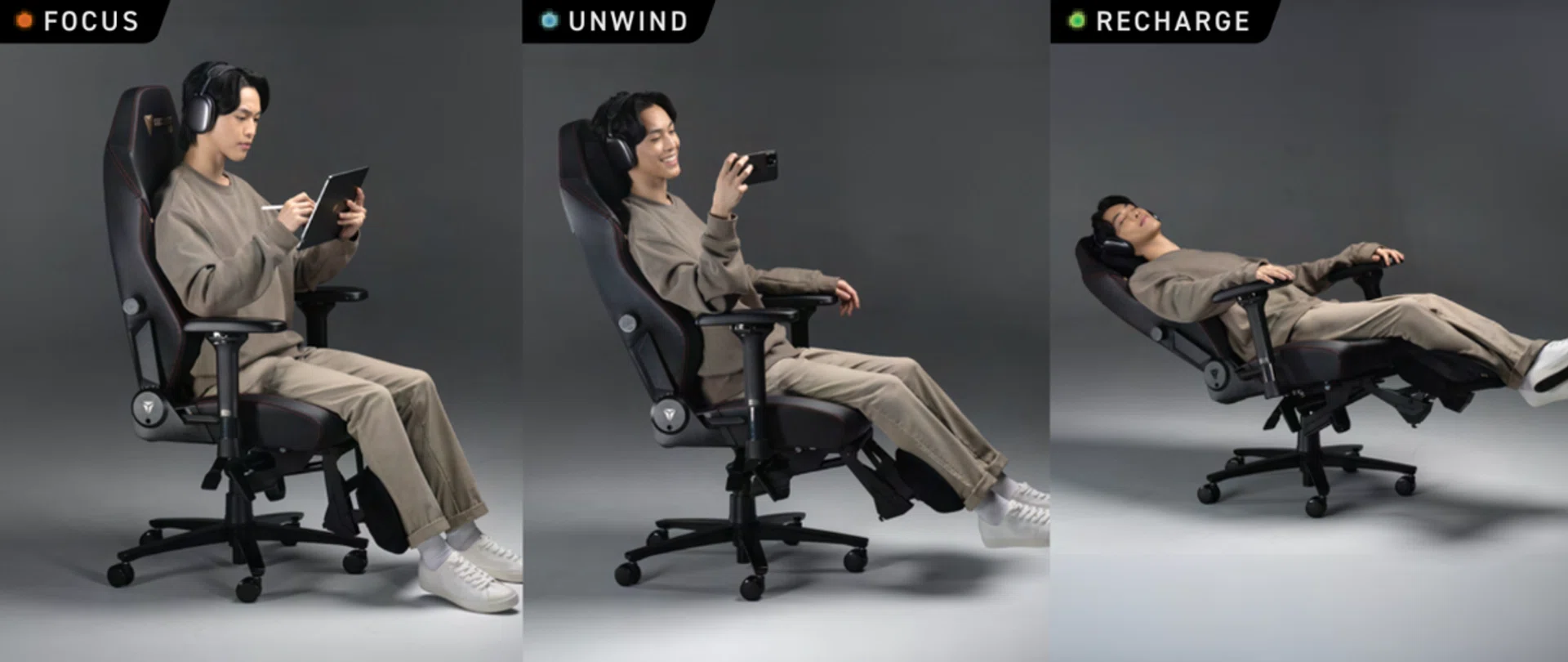 Here are some positions Titan Evo / Classic Series owners can use their chairs with. IMAGE: SECRETLAB