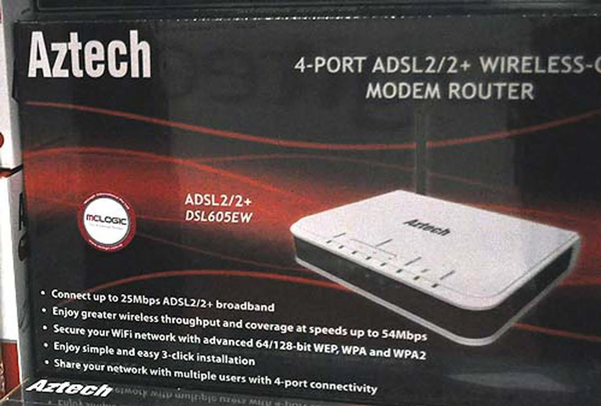 79 seems to a favorite number at the McLogic booth, and for $79 you can get this 4-port ADSL2+ Wireless modem router.