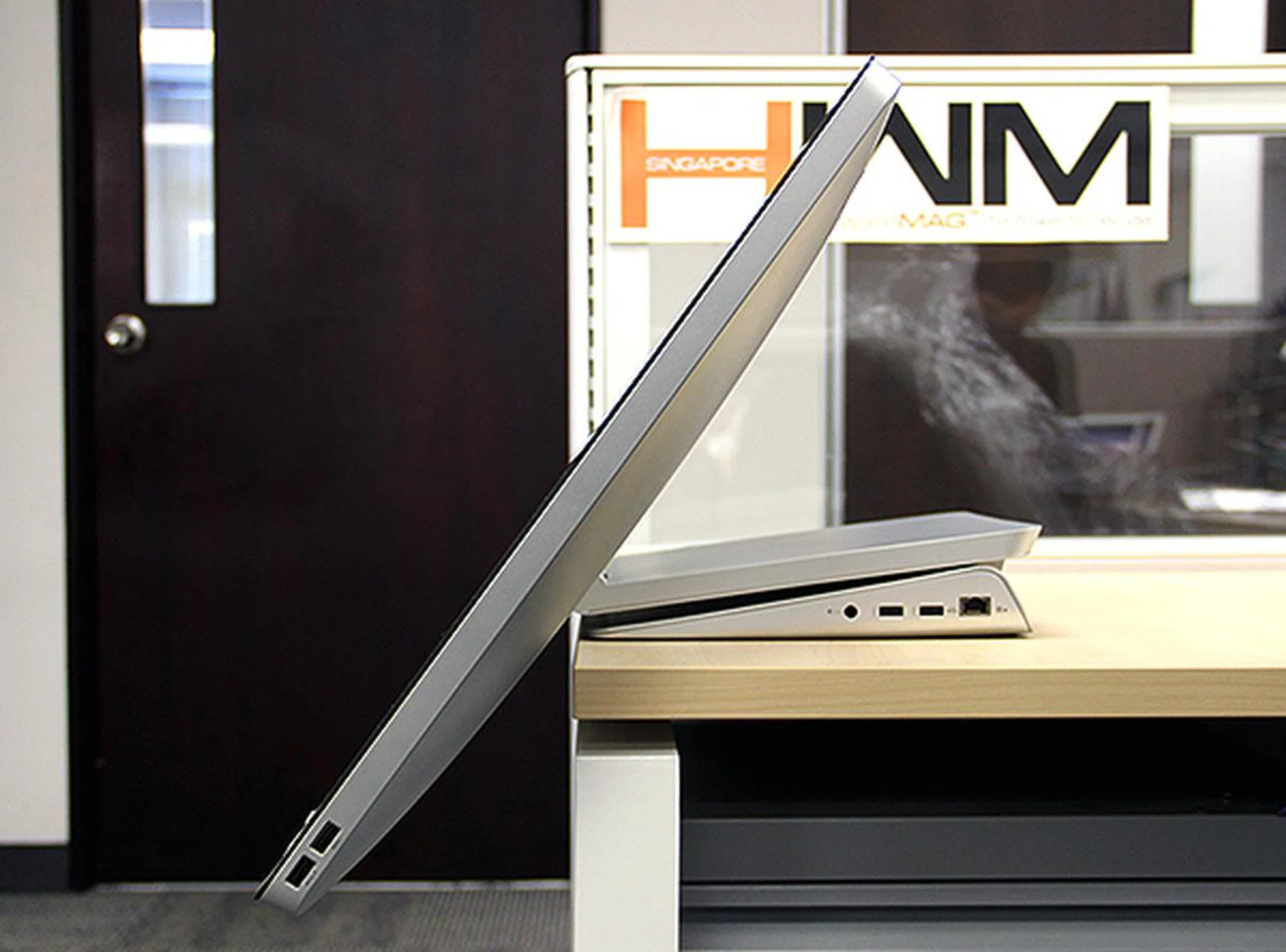 In this mode, the touchscreen display is closer to the user and the entire system can be used like a giant tablet.