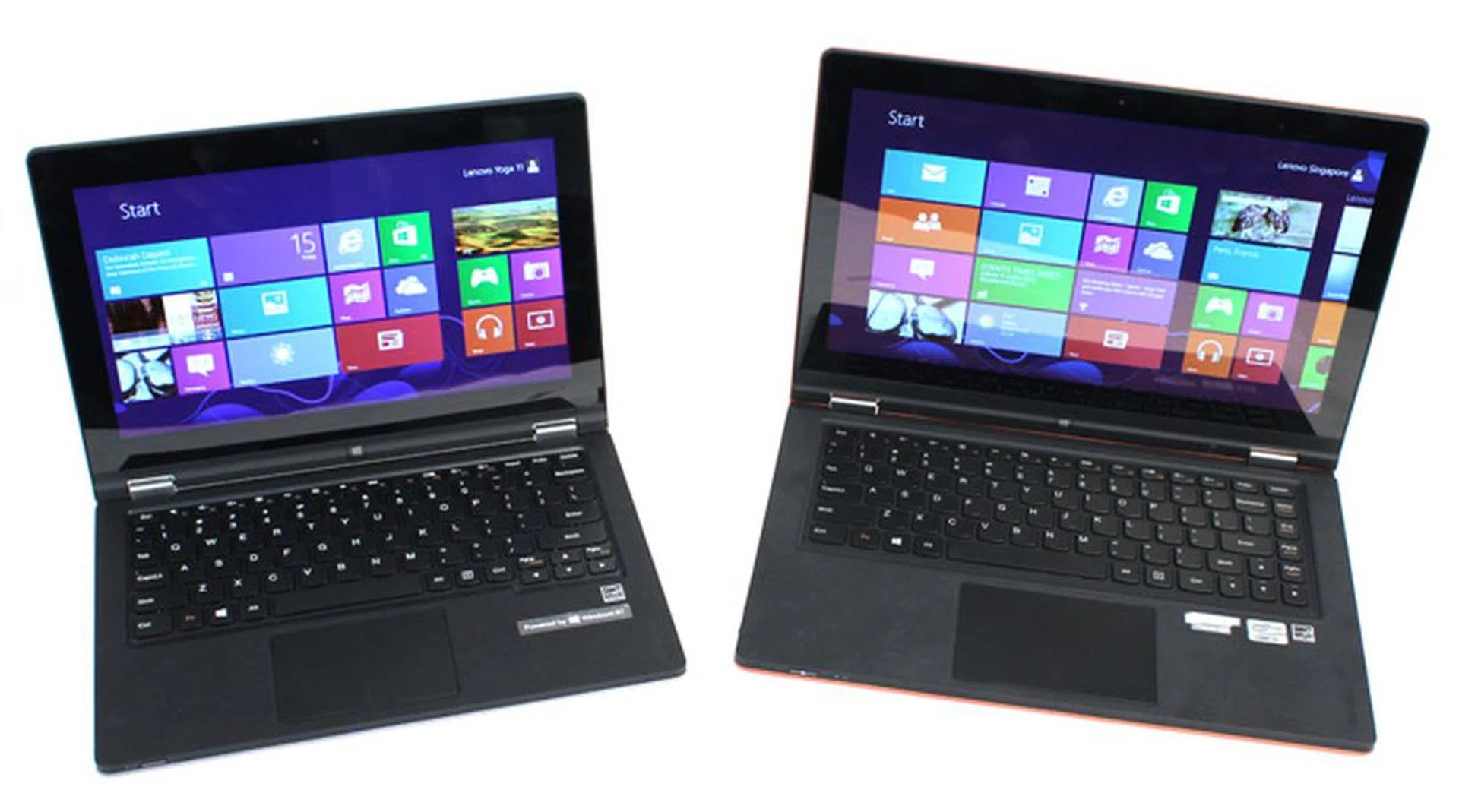 The Lenovo IdeaPad Yoga 11 next to its bigger brother, the Yoga 13