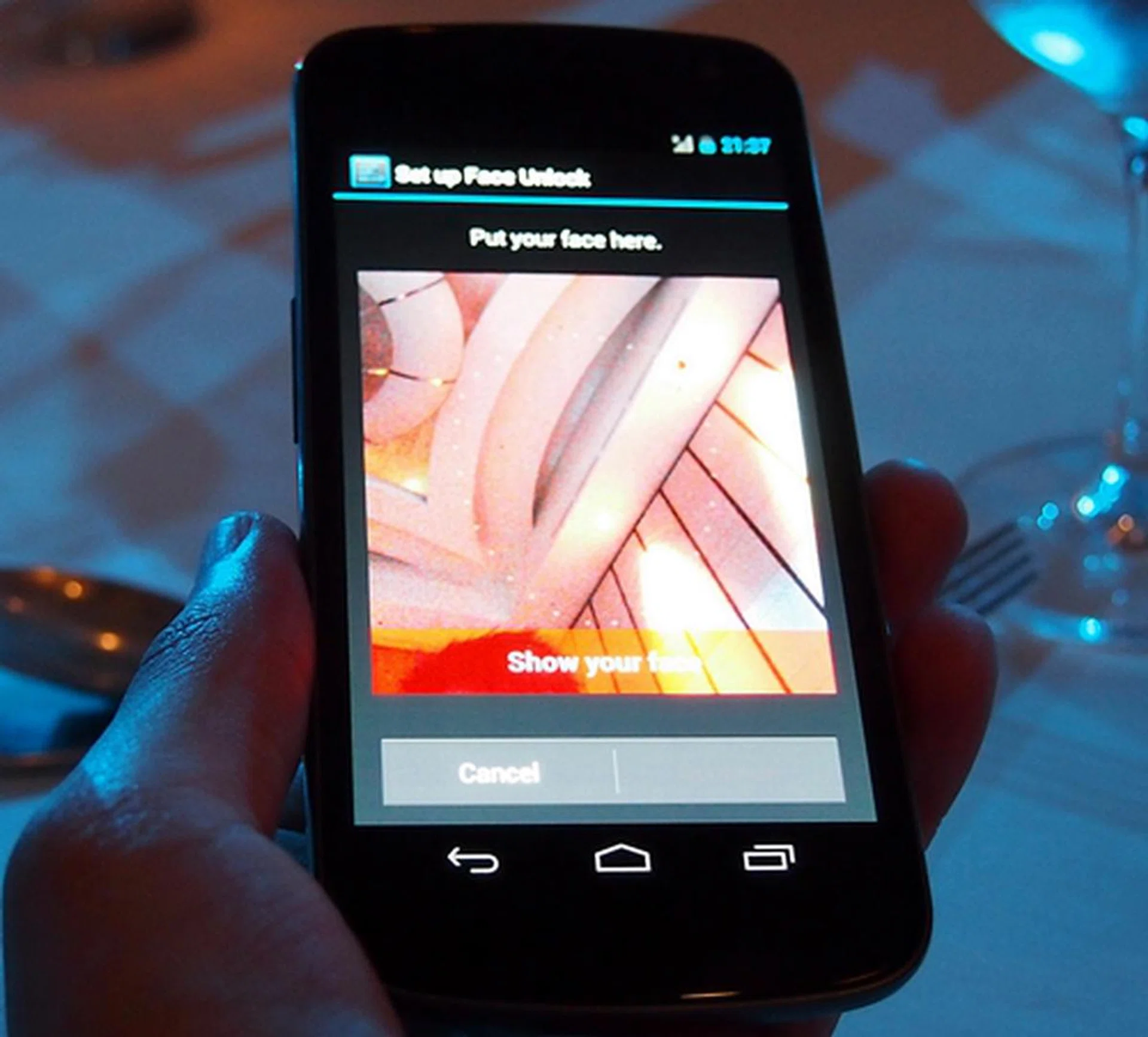 Face Unlock is one of the new features found on Android 4.0. It utilizes the 1.3MP front facing camera and advanced facial recognition technology to register your face during setup.