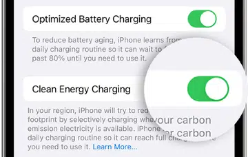 Apple's new Clean Energy Charging feature in iOS 16.1.