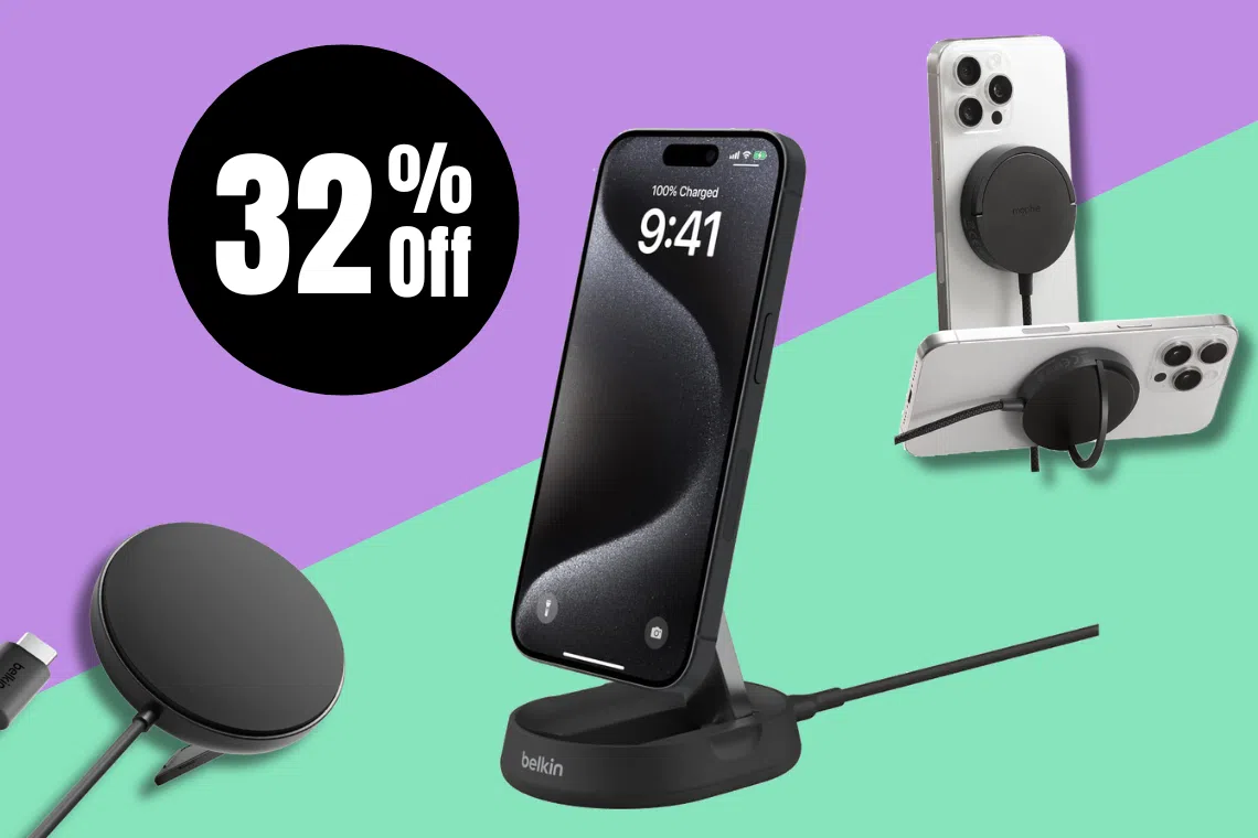 Belkin Qi2 magnetic charging stand drops to $29.36, slashing 32% off the usual price.