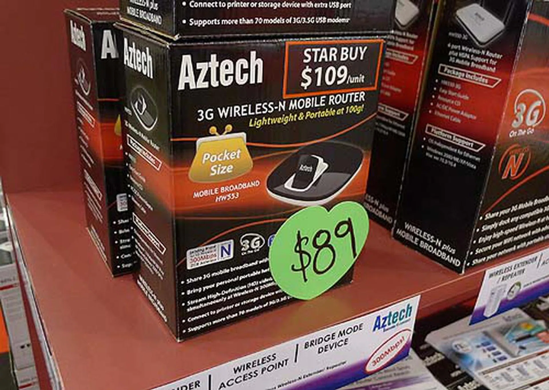 And their Star Buy is this 3G Wireless-N mobile router that you can bring around with you. It's also pretty cheap, and the HW553 will only set you back by $89!
