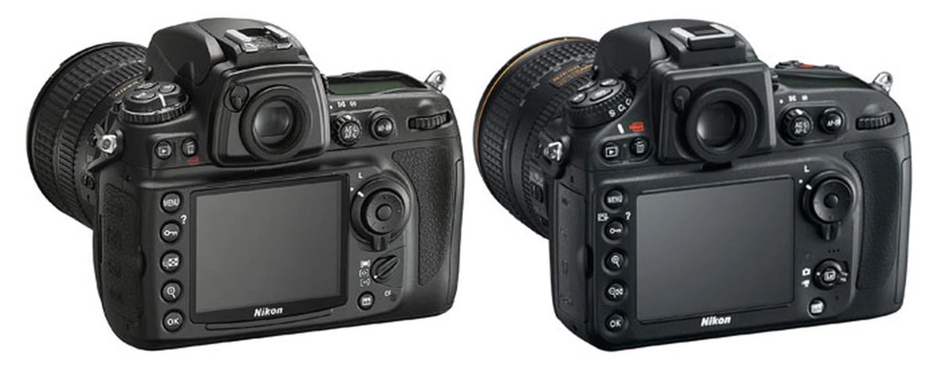 The D700 (left) and D800 (right). Image not to scale.