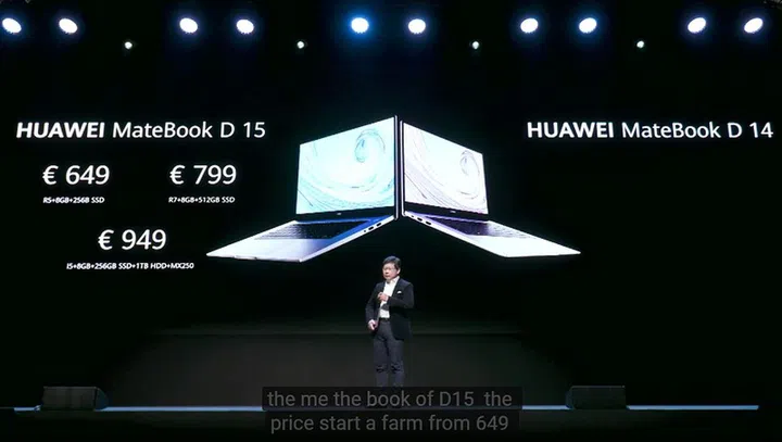 Huawei MateBook D 15 prices in Euros.