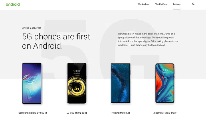 The Huawei Mate X was originally listed on the homepage.