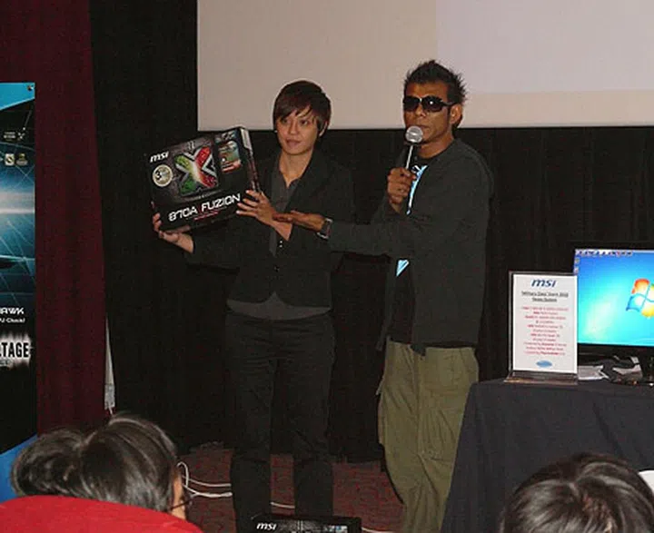 This Fuzion powered MSI motherboard was the top prize in the lucky draw. 