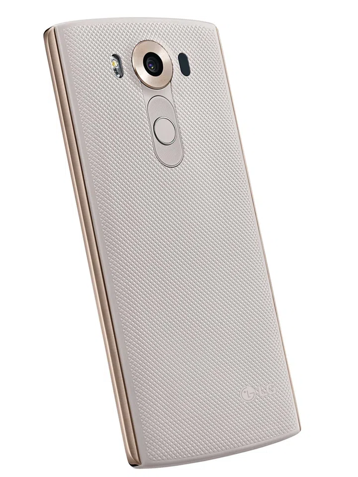 LG V10 comes in either Ocean Blue or Modern Beige (pictured).