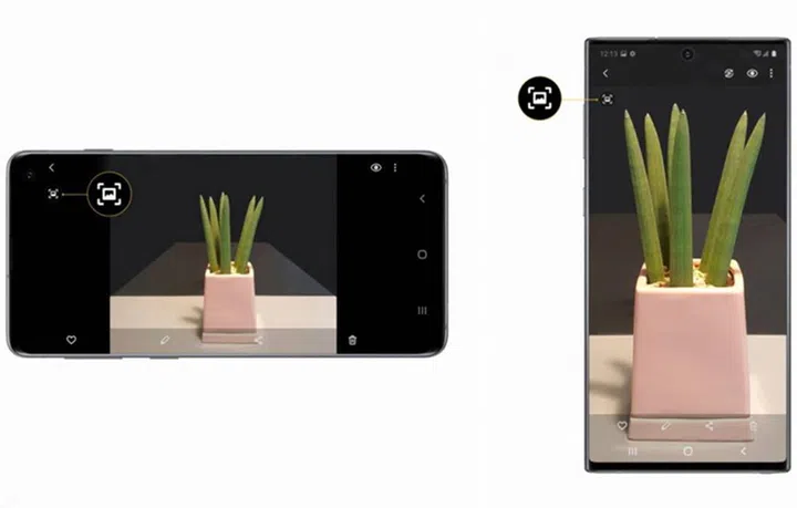 Quick Crop available on the Galaxy S10 (left), Quick Crop available on the Galaxy Note10 (right).