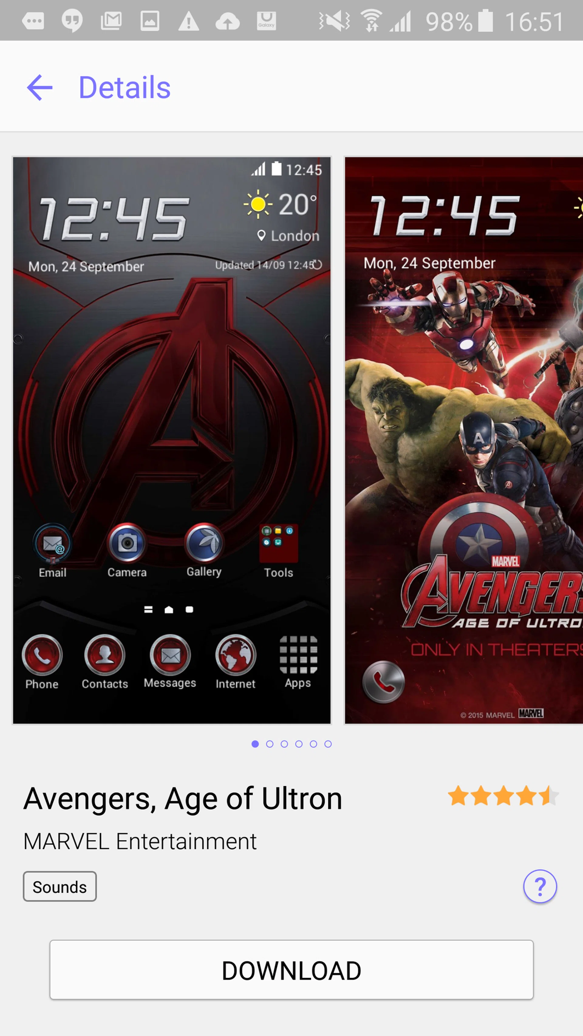 It's kind of tacky, but if you're into the Avengers you might like this Age of Ultron theme.