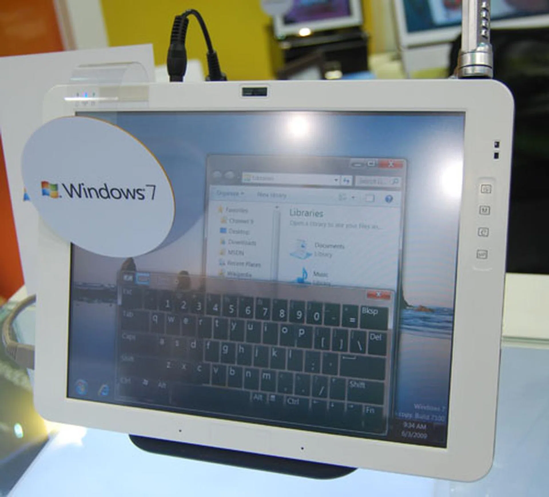 This tablet PC from Amtek that we saw at Microsoft's booth combines the software giant's not so successful tablet PC concept with the new touch craze. It has both a digitizer and a touchscreen and is powered by an Intel Celeron ULV processor. 