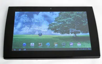 Hiding beneath the ASUS Eee Pad Slider is a built-in full QWERTY keyboard.