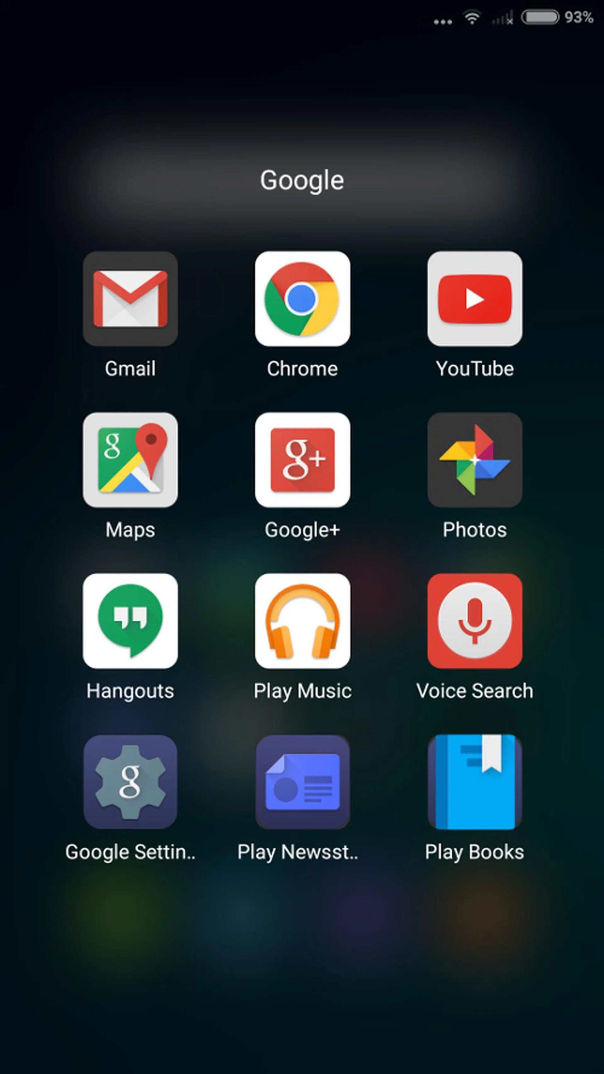 Google apps are assigned to a default folder.