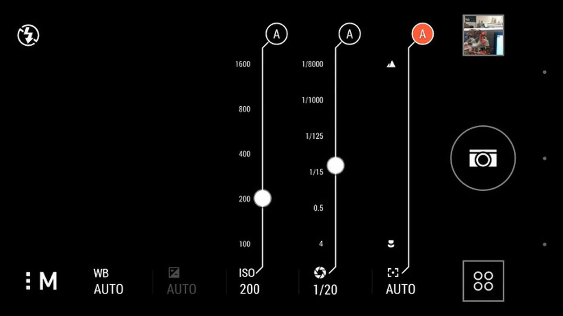There's also a manual mode where you can adjust white balance, ISO and shutter speed. 