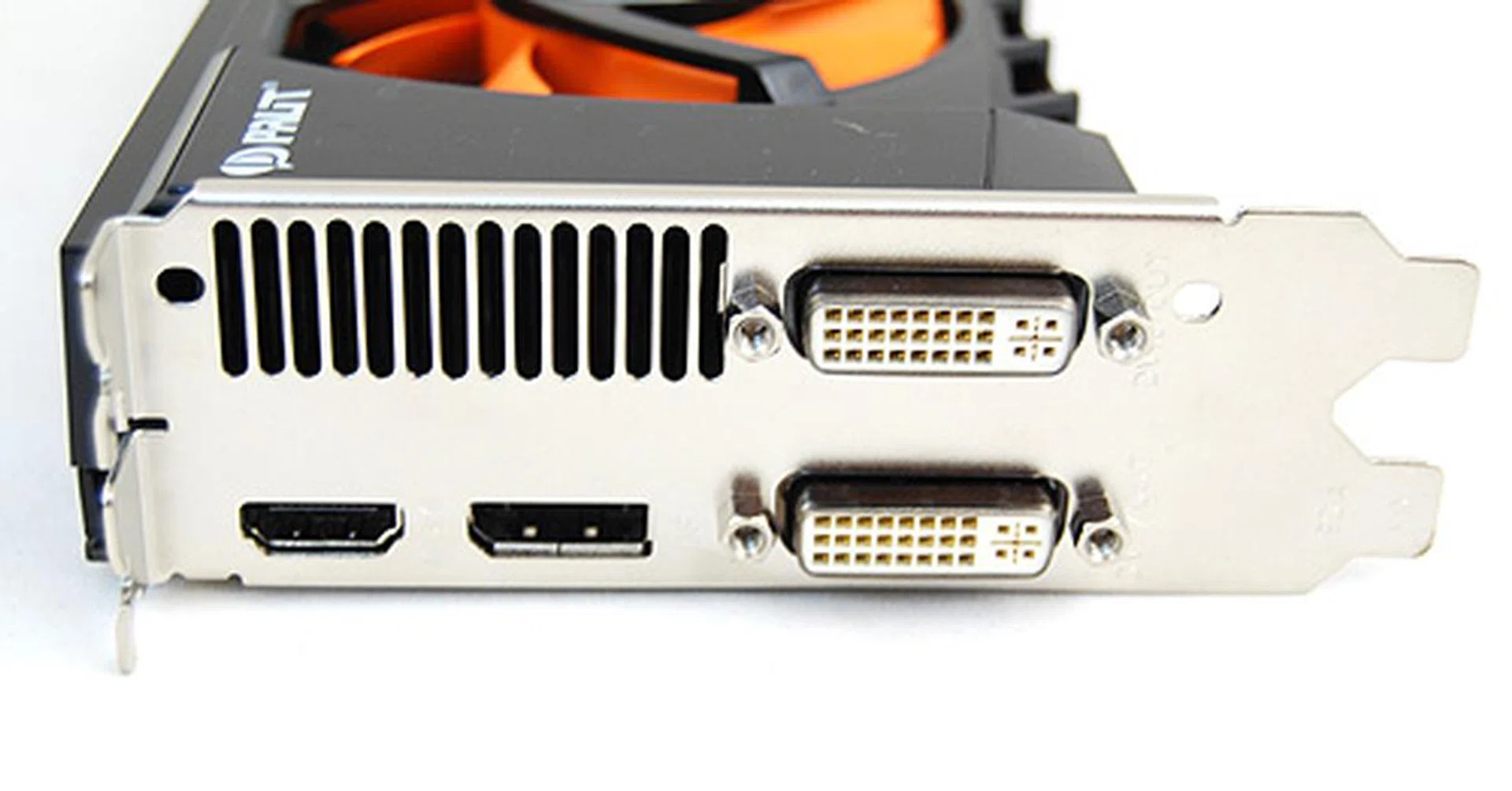 The Palit GTX 465 is unique in that apart from two DVI ports, it also has a DisplayPort and a more standard HDMI port.