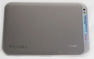 The textured back dominates most of the rear of the tablet. The section where the camera and LED flash are situated is clad in a lighter shade.