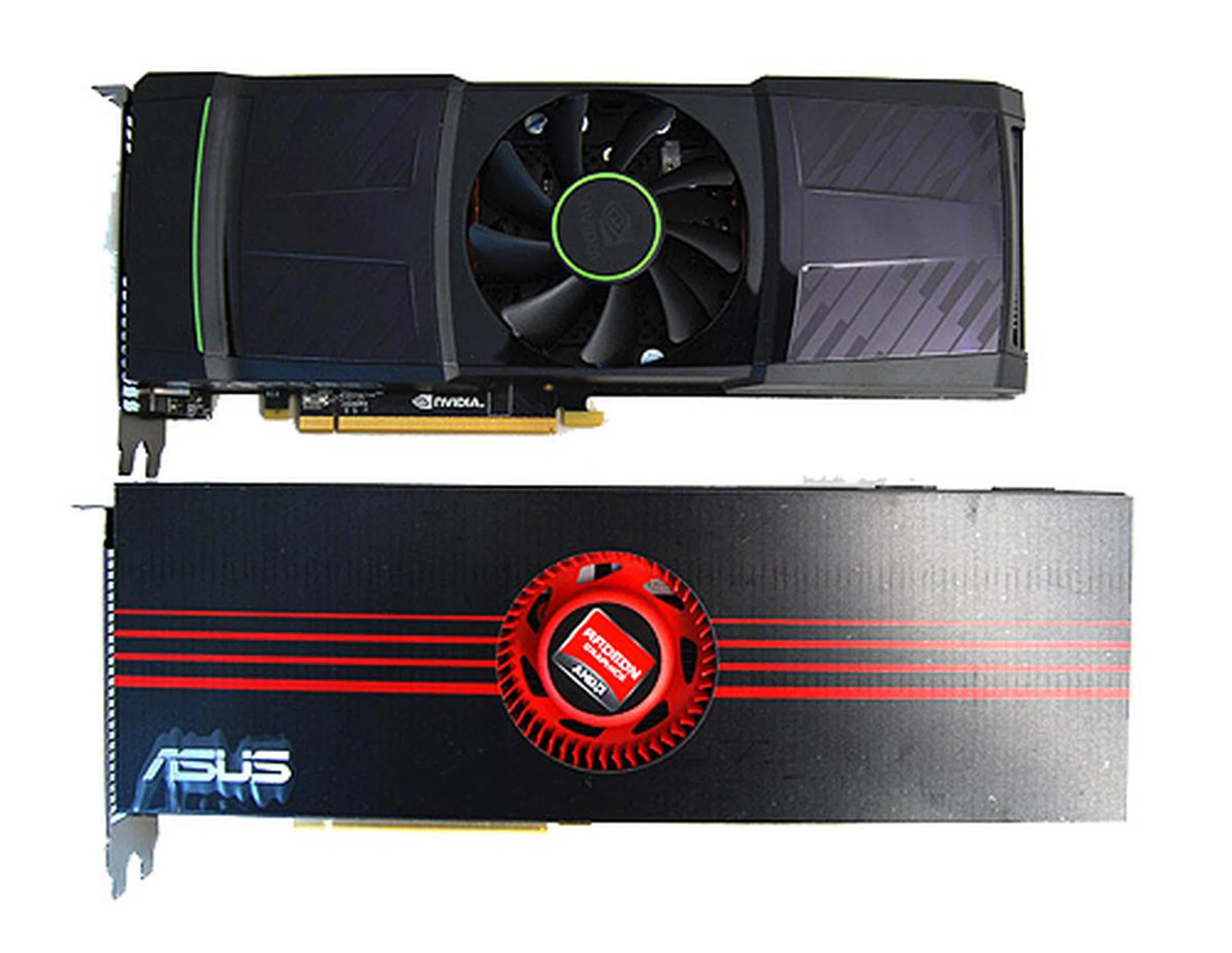 The new GeForce GTX 590 is markedly shorter than the Radeon HD 6990, which is good news for those with cramped casings.