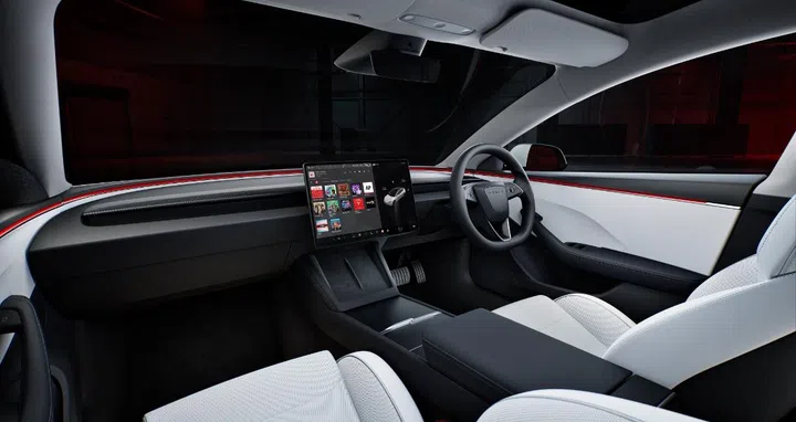 The updated Model 3's cabin is even more bare and sparse. (Image source: Tesla)