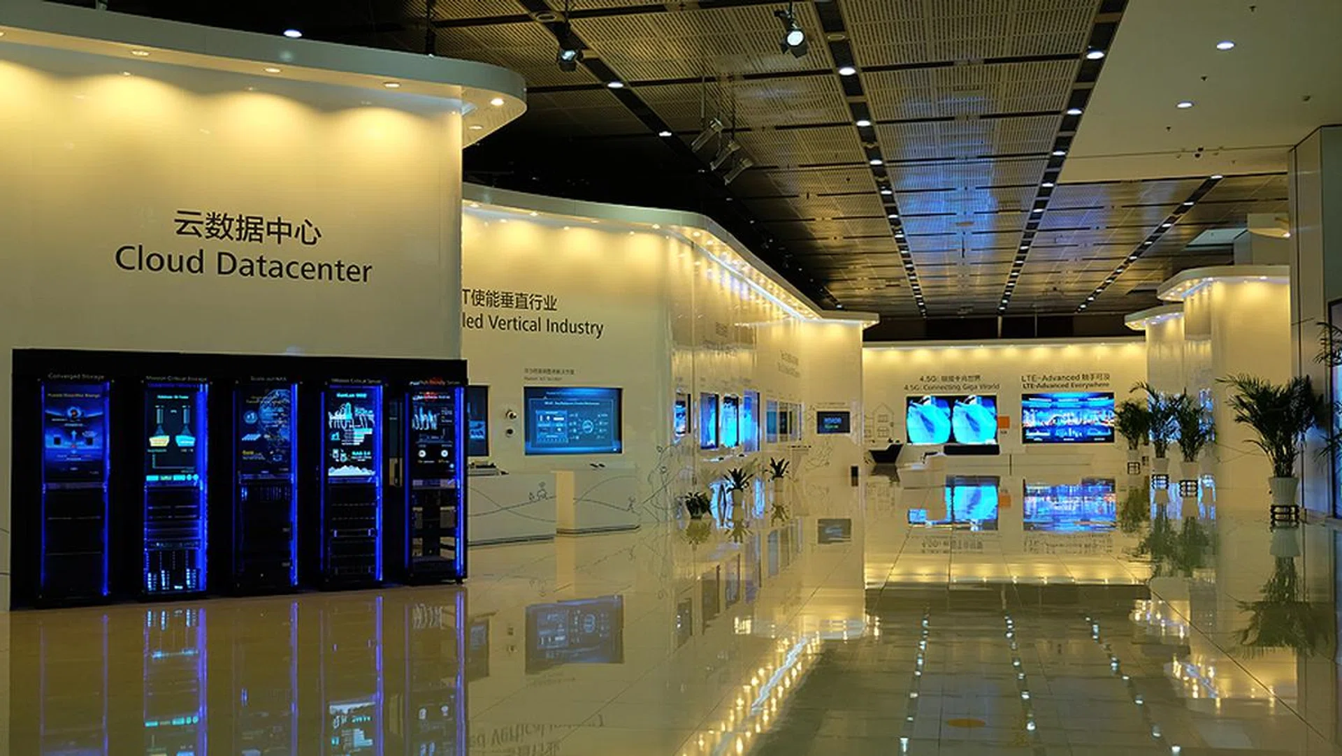 The F1 experience center showcases upcoming technologies developed by the Chinese telco giant.