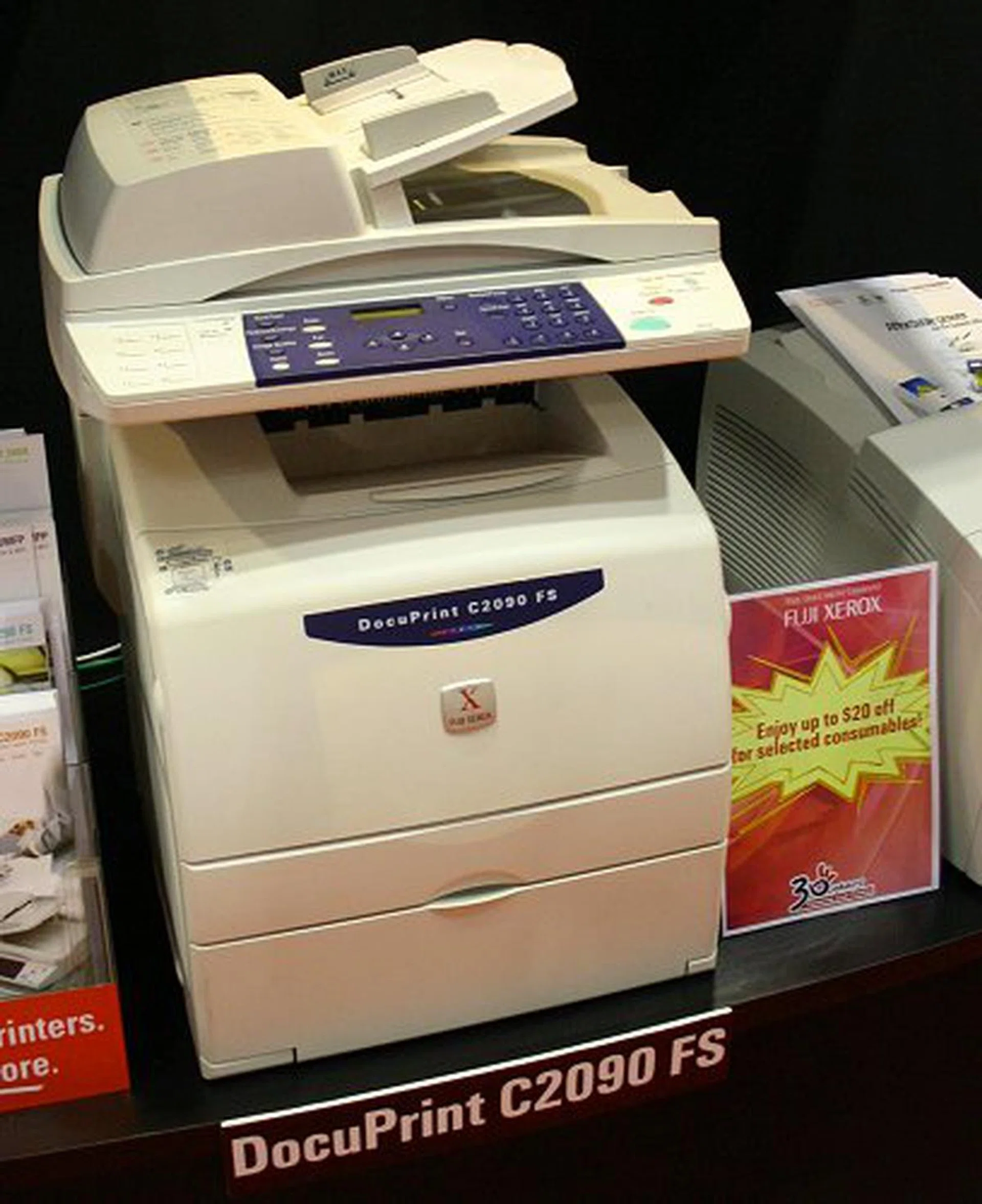  Positioned and affordably priced for businesses is the WorkCentre 2090 FS A4 color multi-function laser printer. Providing print, copy, scan and fax capabilities, the printer offers 25ppm for black and 5ppm for color print jobs, making it an ideal printing solution for departments that do not print colors often.  