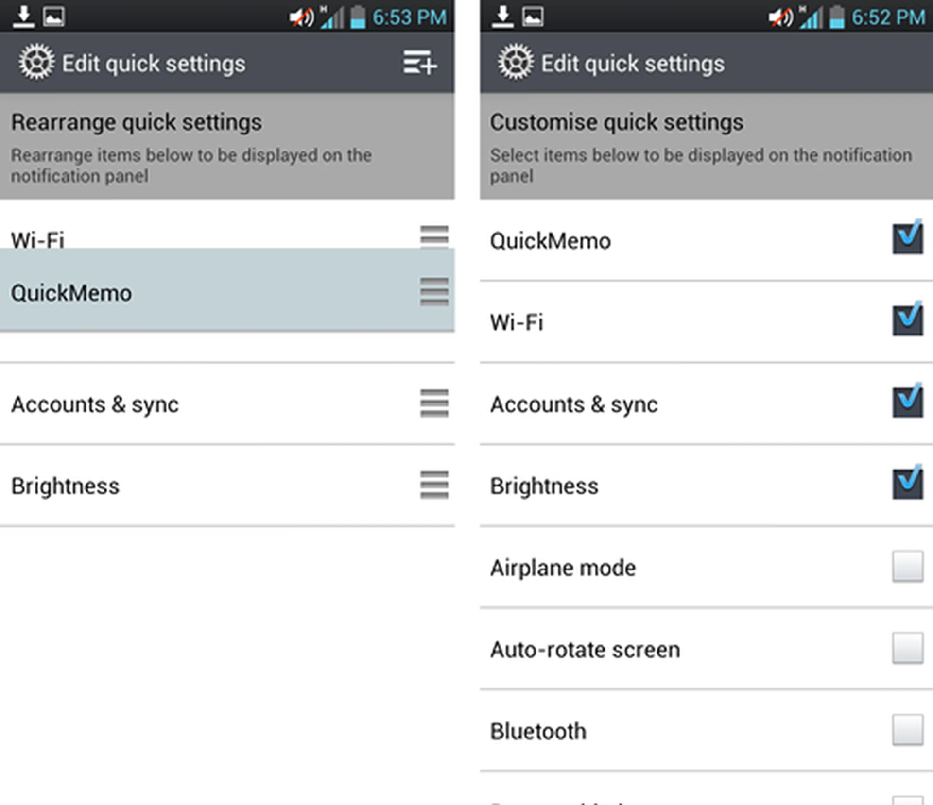 On accessing the Edit function, you will be greeted with the option to rearrange the different settings according to preference. On clicking on the plus sign on the top, you can select from twelve options to showcase. There's no limit to how many you can choose.