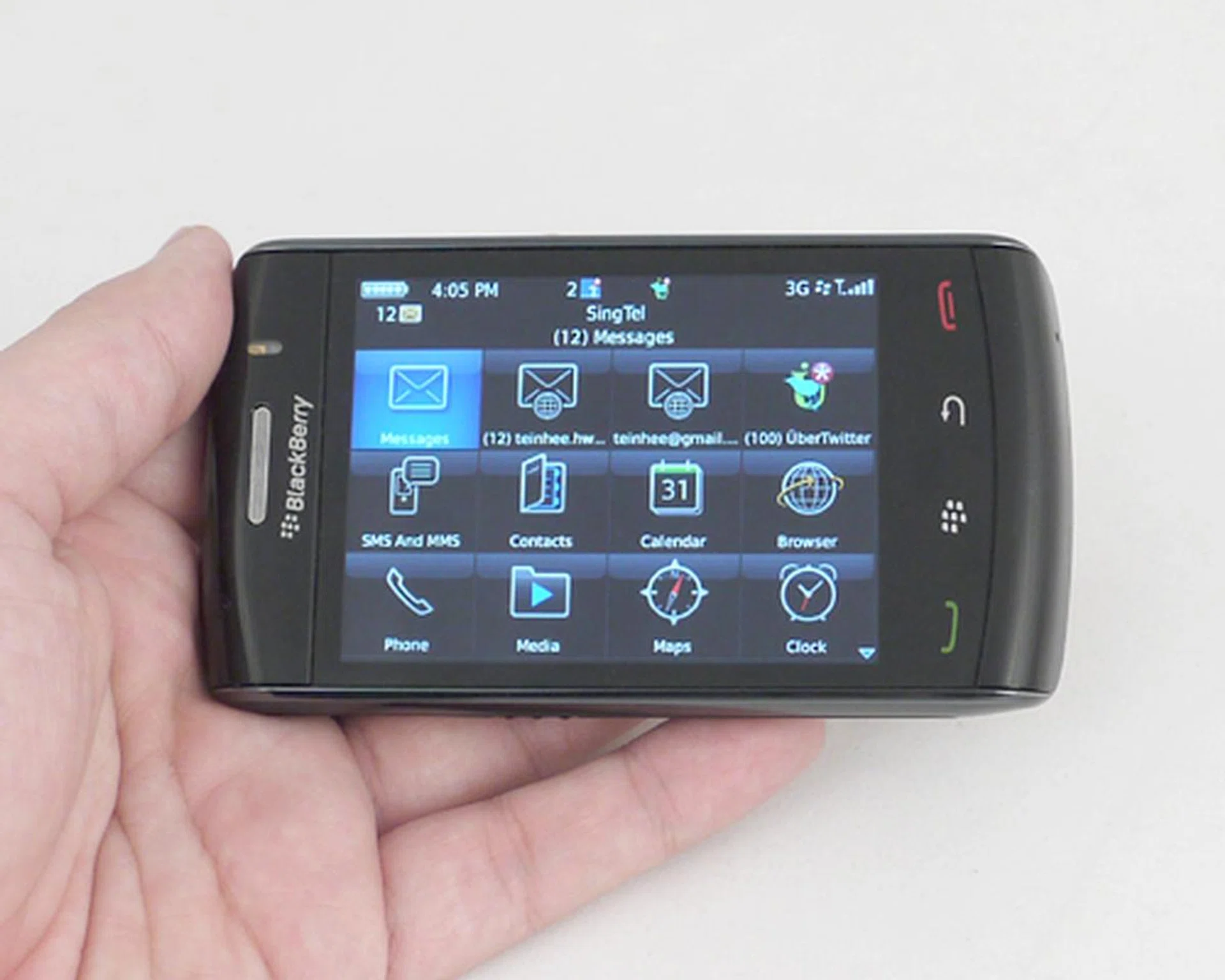 Switching from the portrait half-menu to the landscape full-menu is much faster than the Storm.