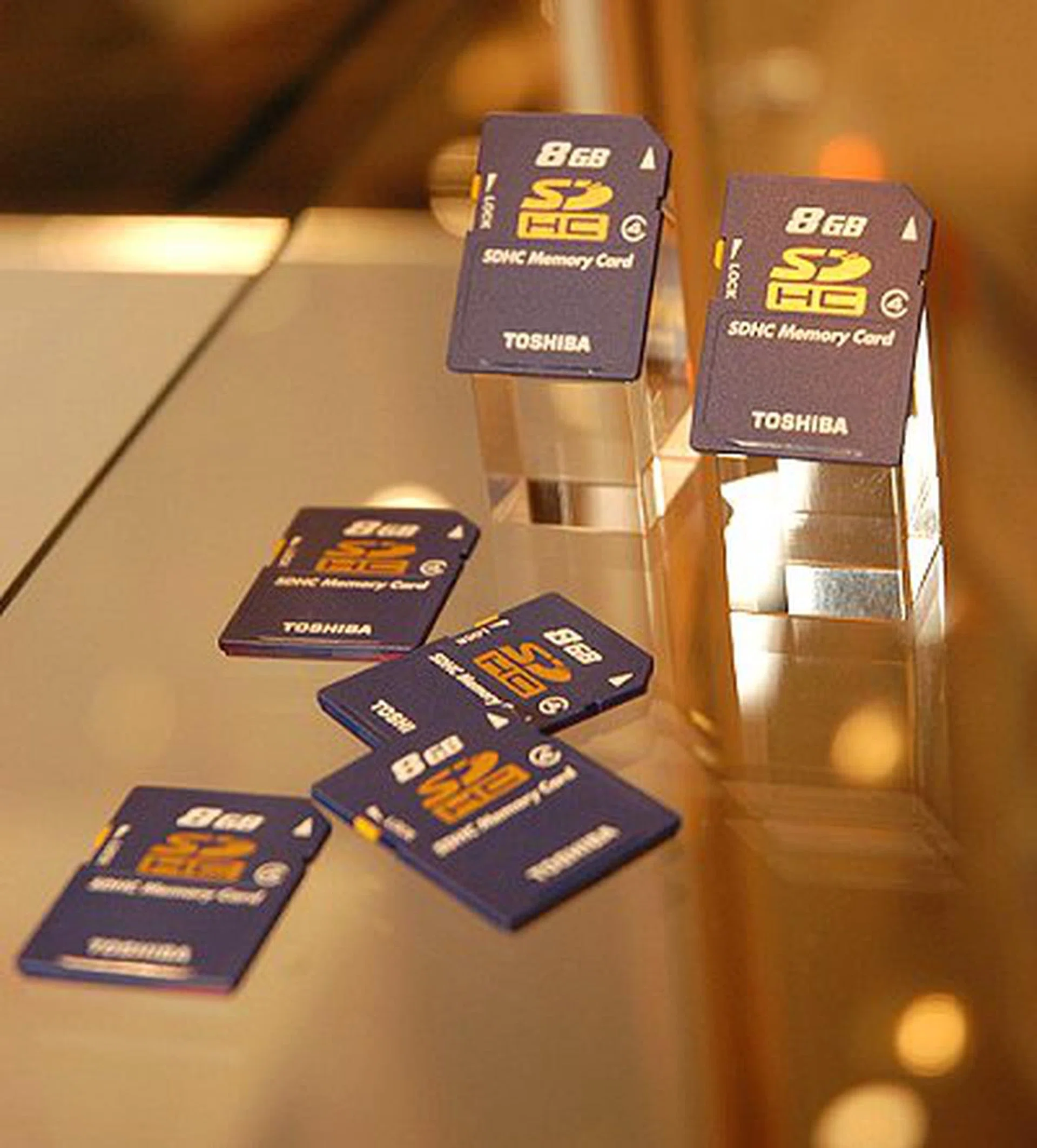 Toshiba's 8GB SD-HC memory cards with a 5-year warranty.