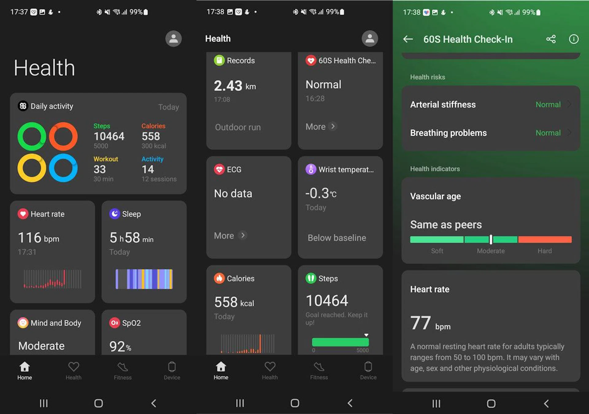 You can find the expanded 60s Health Check-in data in the app. Notice that there is a ECG tile, which is yet to be active in Singapore. Photo: HWZ