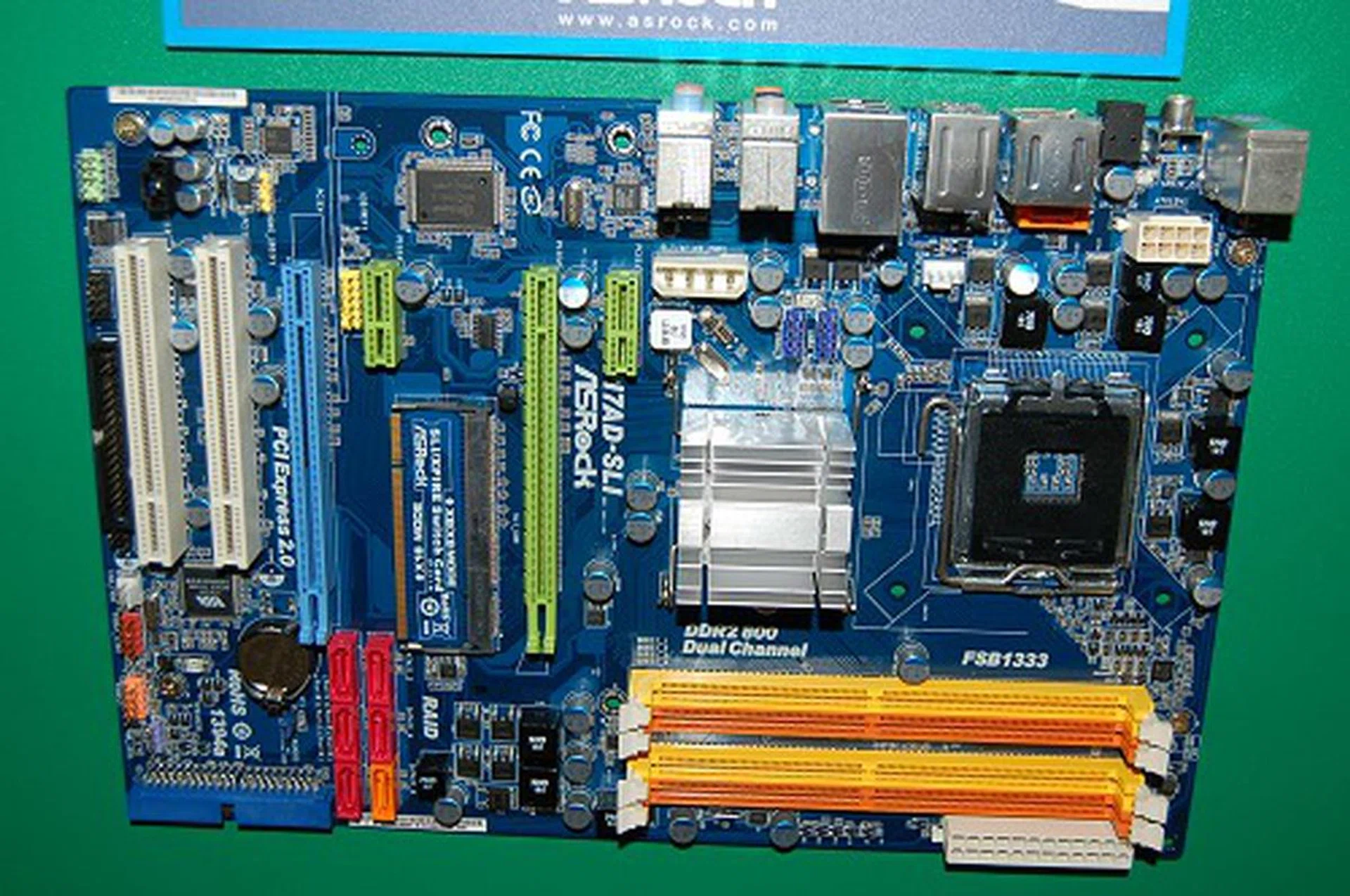  Of course they are still very much into unique board designs for the cost conscious and here we have an nForce 740i SLI chipset based board (N7AD-SLI) supporting the latest Intel Core 2 Duo and Quad processors. Supports 1600MHz FSB processors, dual-channel DDR2-800, dual PEG slots with a switch card to split the single PCIe x16 interface to dual PCIe x8 interfaces to enable SLI, dual FireWire 400 ports, one Gigabit LAN and one eSATA port.  