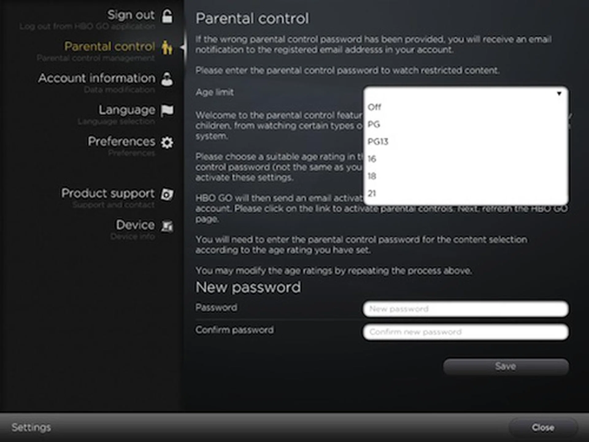 Parental Control is definitely a must on a HBO GO app. 