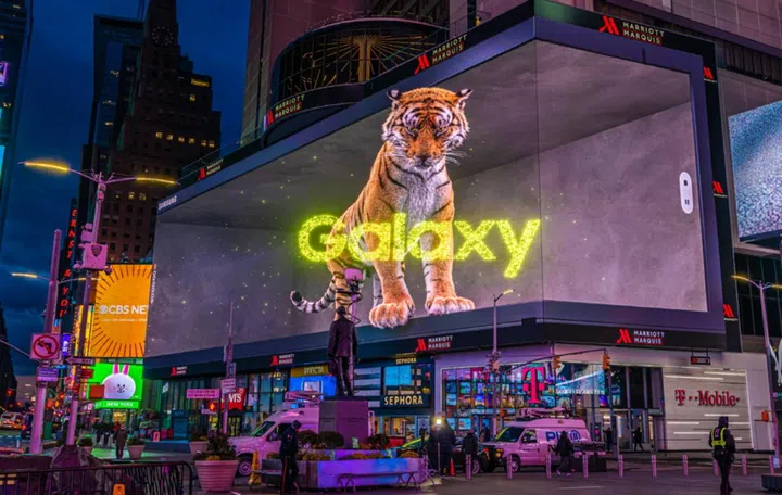 Samsung’s “Tiger in the City” display in Times Square, New York.