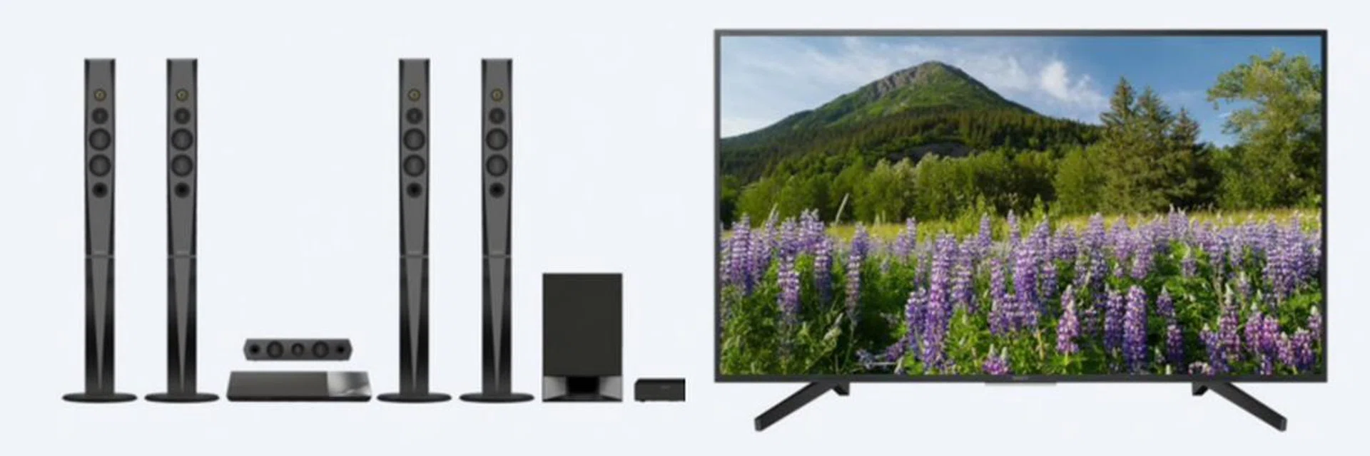 Sony BDVN9200W 5.1-channel 3D Blu-ray Home Theatre system and Sony KD43X7000F 43-inch Ultra-HD 4K Smart LED TV.